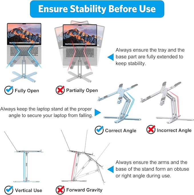 OMOTON 360 Rotating Laptop Stand Riser for Desk, Ergonomic Foldable Computer Stand Adjustable Height Angles for Collaborative Work, Easy Storage Fit Macbooks,All Laptops up to 16 inches,Sky Blue