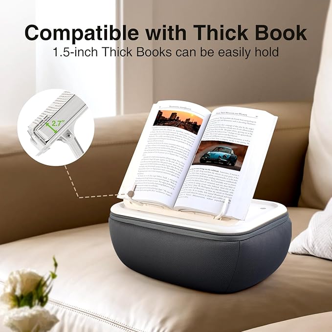 elitehood iPad Pillow Stand for Lap, Angle Adjustable Tablet Pillow Stand, Soft Cushion Tablet Holder for Bed Compatible with Laptop, MacBook, iPad Pro Air Mini, Kindle, Books & 4-15.6'' Devices, Grey