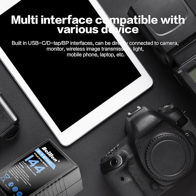 V Mount Battery 9800mAh 144Wh 14.52V Maximum Load 180W/15A D Tap/USB C/USB A/BP 750g Supports 45W PD Fast Charging for Camera/Monitor/Camcorder/Video Light Flight Approved