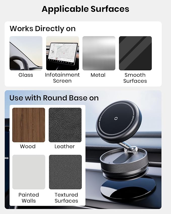 2 PCS Upgraded 360° Vacuum Magnetic Car Phone Holder for Magsafe [96+LBS Strongest Suction & 2800gf Strongest Magnetic], Adjustable Car Phone Mount for Your Car/Gym/Mirror/Shower for iPhone & Android