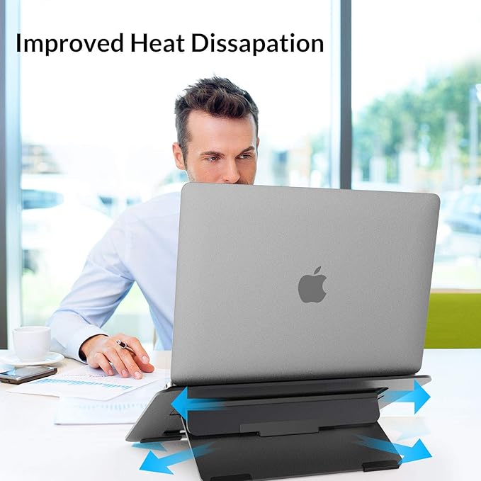 Avantree YS104 – Adjustable Aluminum Laptop Cooling Stand for Desk, Portable Holder for iPad, Tablet & Book, Foldable Ergonomic Riser Compatible with 9.7–16” Laptops including MacBook, Dell, HP & More