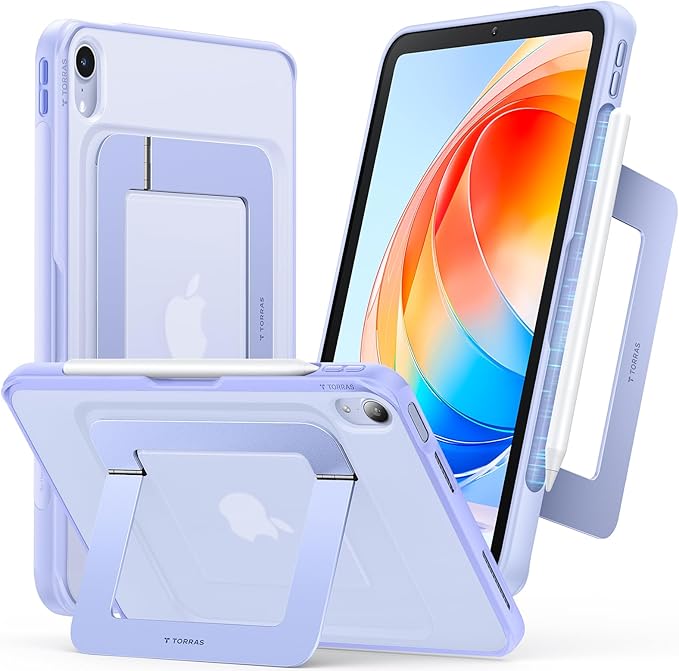 TORRAS for iPad Air 11 inch Case (M3 2025, M2 2024), Ultra Stable Stand, Multiple Adjustable Viewing Angles, Protective Kickstand Cover with Pencil Holder, Purple