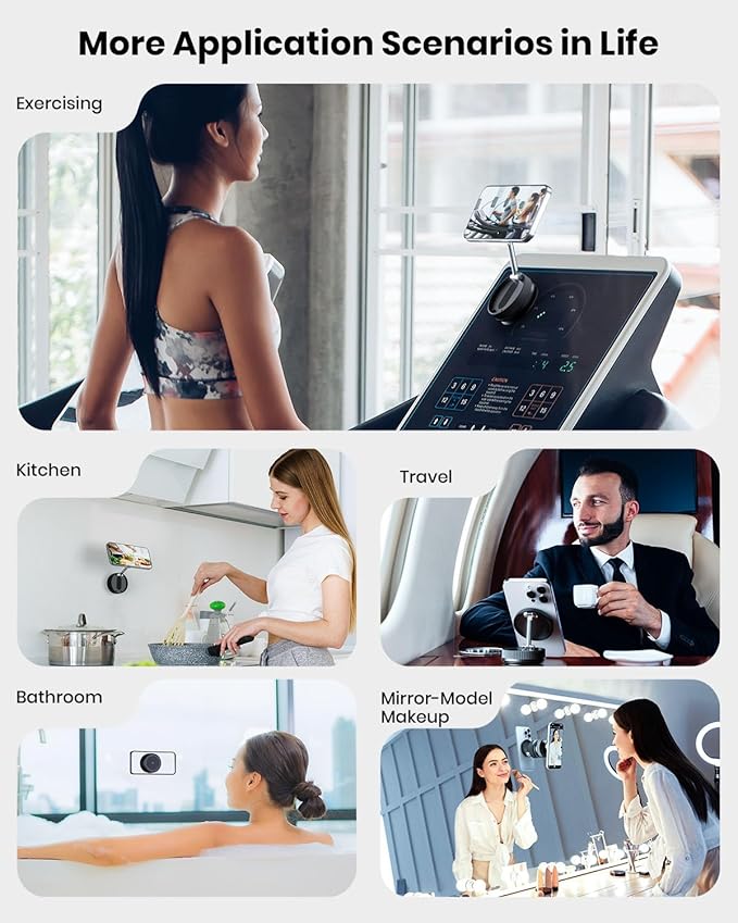 2026 Upgraded 360° Vacuum Magnetic Car Phone Holder for Magsafe [96+LBS Strongest Suction & 2800gf Strongest Magnetic], Adjustable Car Phone Mount for Your Car/Gym/Mirror/Shower for iPhone & Android