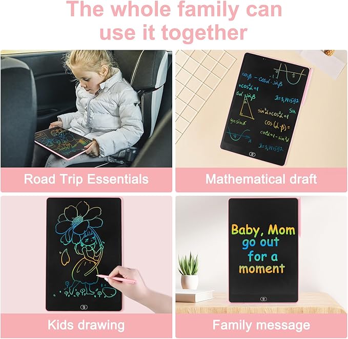 Drawing Tablet 16 Inch LCD Writing Tablet for Kids Adults, Girl Toys Doodle Board Christmas Gifts Sensory Toys for Ages 3-8 Road Trip Activities Valentines Day Gifts for Kids Women（Pink）