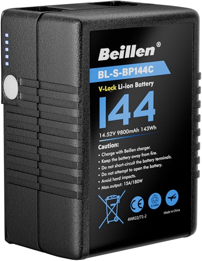 V Mount Battery 9800mAh 144Wh 14.52V Maximum Load 180W/15A D Tap/USB C/USB A/BP 750g Supports 45W PD Fast Charging for Camera/Monitor/Camcorder/Video Light Flight Approved
