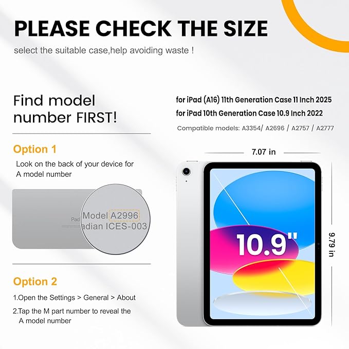 timecity for iPad (A16) 11th/ 10th Generation Case 11''/ 10.9 Inch (2025/2022) - Heavy Duty Protective Cover with Screen Protector, Stand, Shoulder Strap & Pencil Holder | Kids-Friendly - Orange