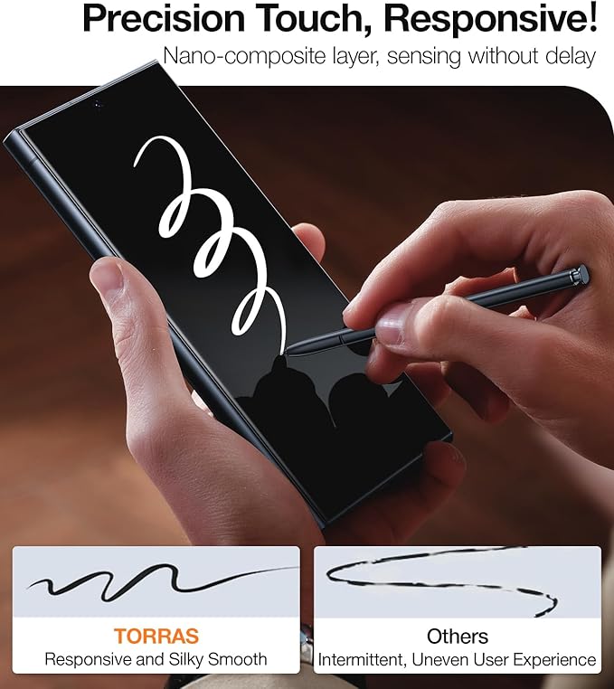 TORRAS Top-Notch Aerospace Glass for Samsung Galaxy S24 Ultra Screen Protector [12Ft Military-Grade Shatterproof] Anti-Scratch Tempered Glass Full Coverage Fit Screen Protector S24 Ultra 6.8" 2-Pack