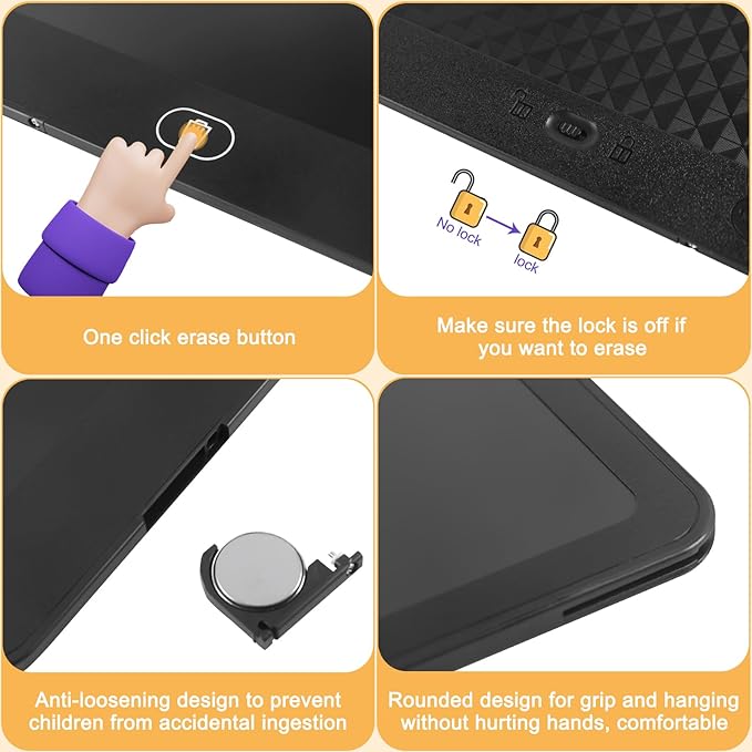 16 Inch LCD Writing Tablet,Kids Travel Essentials Toys for Boy Girl Birthday Gift Party Favors Stocking Stuffers for Kids Women Men（Black）