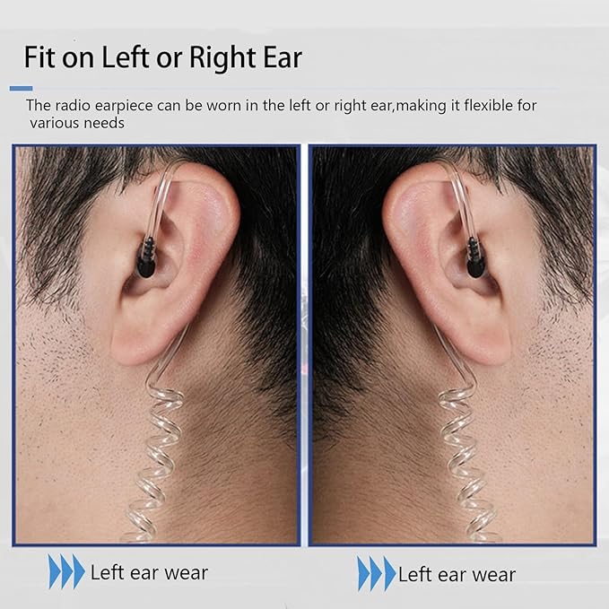 Retevis Radio Earpiece, Additional Acoustic Tube and Soft Silicone Earbuds(5 Pairs), for RT22 RT21 H777, Compatible with Baofeng Pxton Kenwood Two Way Radio, Walkie Talkie Earpiece with Mic(10 Pack)