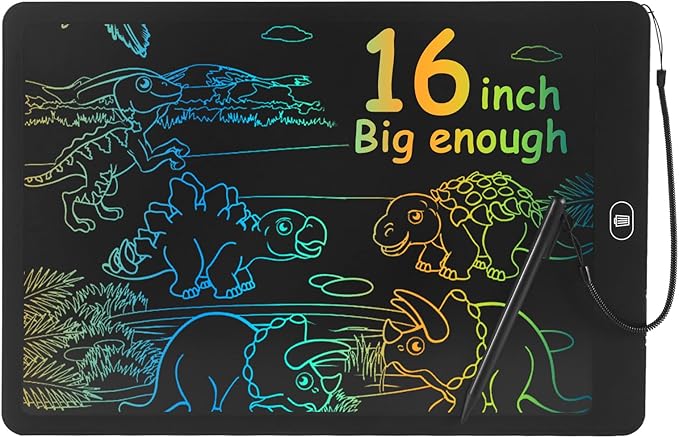 16 Inch LCD Writing Tablet,Kids Travel Essentials Toys for Boy Girl Birthday Gift Party Favors Stocking Stuffers for Kids Women Men（Black）