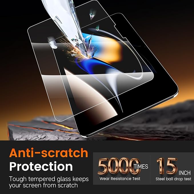 PandaShield 2 Pack for iPad 11th/10th Gen.(A16 2025/2022,11/10.9 inch)9H+ Tempered Glass Screen Protector with Easy-Install[12FT Grade Shatterproof]Apple Pencil Compatible,HD Clarity,Scratch Resistant