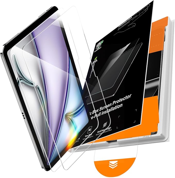 PandaShield 2-Pack 9H+ Tempered Glass Screen Protector for iPad Air M3/M2 (11 inch, 7th/6th Gen, 2025/2024) - Easy-Install Box, 12FT Shatterproof, Apple Pencil Compatible, Bubble Free, HD Clarity