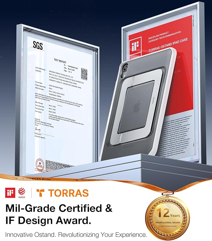 TORRAS for iPad Air 11 inch Case (M3 2025, M2 2024), Ultra Stable Stand, Multiple Adjustable Viewing Angles, Protective Kickstand Cover with Pencil Holder, Blue