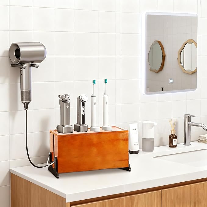 Wooden Cable Management Box,Cord Hider Box,Power Strip Cord Organizer Box for Office,Living Room,Bedroom,Magnetic Lid Design,Cable Organizer for Desk, TV Wires Cable Storage,Wire Management