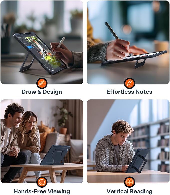 TORRAS for iPad Air 13 inch Case (M3 2025/ M2 2024), Ultra Stable Stand, Multiple Adjustable Viewing Angles, Slim Protective Kickstand with Pencil Holder, Black