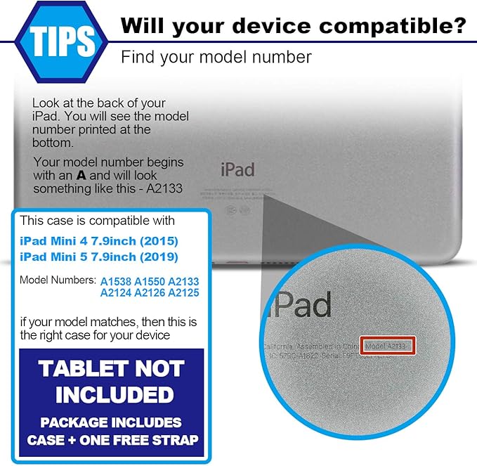 SEYMAC stock Case for iPad mini 5/4 with Screen Protector Pencil Holder [360 Rotating Hand Strap] & Stand, Drop-Proof Case for iPad mini 5th/4th Generation 7.9 inch (Blue+Black)