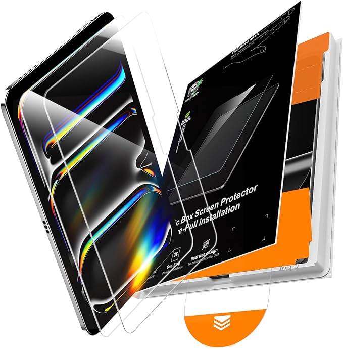 PandaShield 2 Pack Screen Protector for iPad Pro 13 inch (2025/2024 M5/M4) - 9H+ Tempered Glass, Apple Pencil Compatible, Easy-Install Box Included, Bubble-Free, HD Clarity & Scratch Resistant