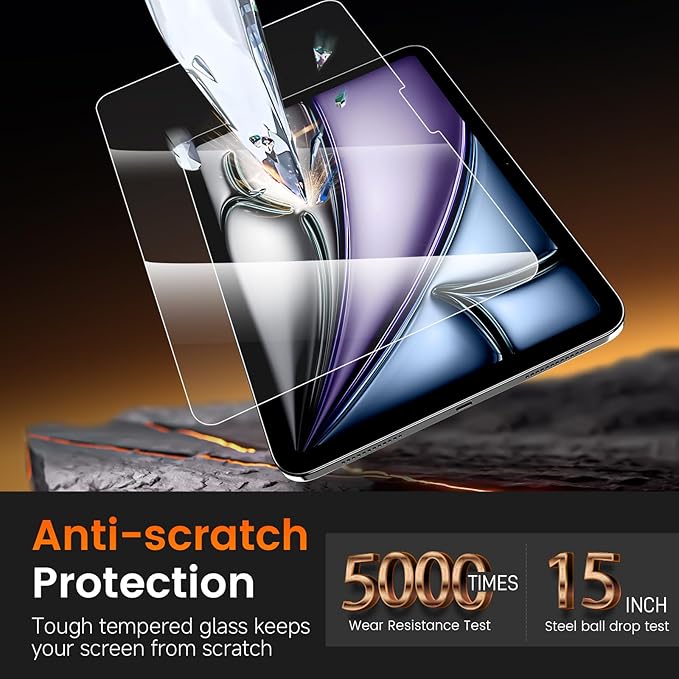 PandaShield 2-Pack 9H+ Tempered Glass Screen Protector for iPad Air M3/M2 (11 inch, 7th/6th Gen, 2025/2024) - Easy-Install Box, 12FT Shatterproof, Apple Pencil Compatible, Bubble Free, HD Clarity