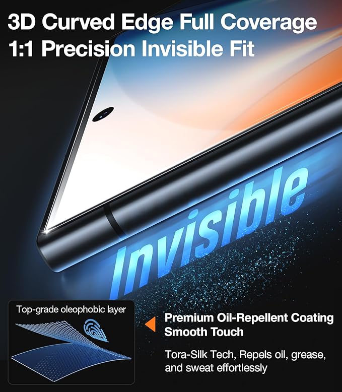 TORRAS Top-Notch Aerospace Glass for Samsung Galaxy S24 Ultra Screen Protector [12Ft Military-Grade Shatterproof] Anti-Scratch Tempered Glass Full Coverage Fit Screen Protector S24 Ultra 6.8" 2-Pack