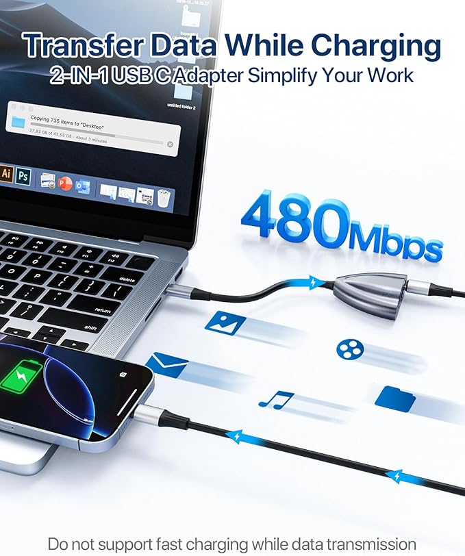 USB C Hub Multiport Adapter, 4 in 1 USB C Spliter to 3.5mm Audio, 1Gbps RJ45 Ethernet and Type C Adapter Supporting 60W PD Charging & 480Mbps Transfer, Dongle for Laptop/Mac/Phone/Switch(Gray)