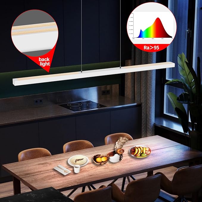 Smart APP Remote Control Adjustable Color RGBCW Linear LED Modern Pendant Light Full Spectrum Modern Minimalist Restaurant Office Restaurant Coffee Shop bar Office