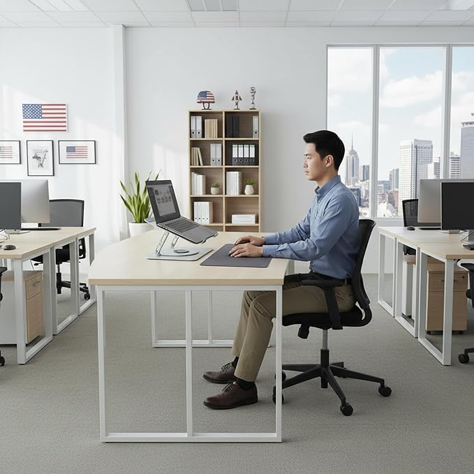 Laptop Stand for Desk, Adjustable Ergonomic Riser with Enhanced Cooling, 360° Rotating & Foldable, Sturdy Carbon Steel Dual Bar for MacBook Air/Pro, Dell XPS, HP 10 to 16 Inch, Home Office Gaming