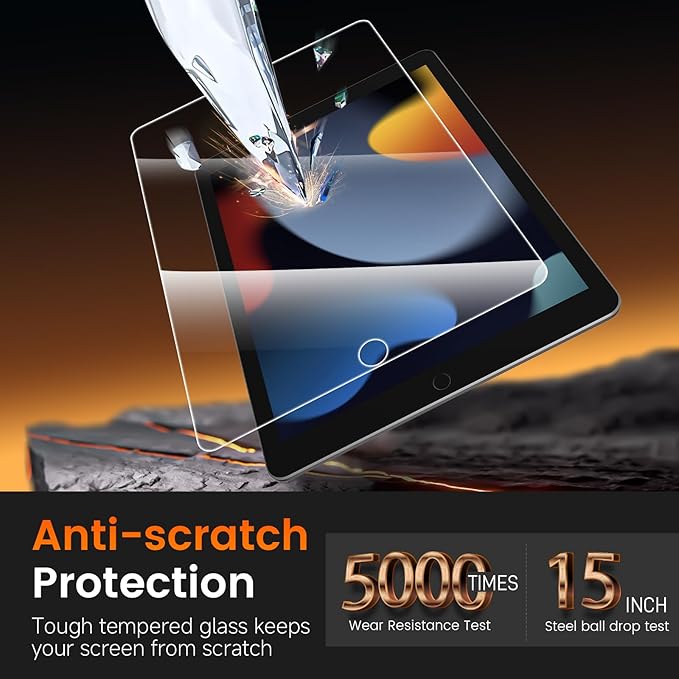 PandaShield 2 Pack for iPad 10.2-inch(9th/8th/7th Gen.) 9H+ Tempered Glass Screen Protector with Easy-Install[12FT Grade Shatterproof] Apple Pencil Compatible,HD Clarity,Scratch Resistant