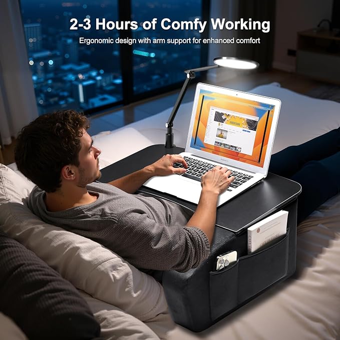 Lap Desk for Adults with Arm Rests,Ergonomic Laptop Pillow Stand for Bed,Couch,Floor,Large Table for Long Hours Work,Eating,Gaming,Reading and Writing,Lap Laptop Desk for College Dorm Room