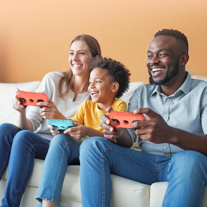 [Switch 1/2 Compatible] FASTSNAIL Grips for Nintendo Switch 2 (2025)/1&OLED for Joy-Con 2, Wear-Resistant & Anti-Slip Controller Grips Handle Kit, Switch 2 Joypad Holder Accessories (Orange,Blue)