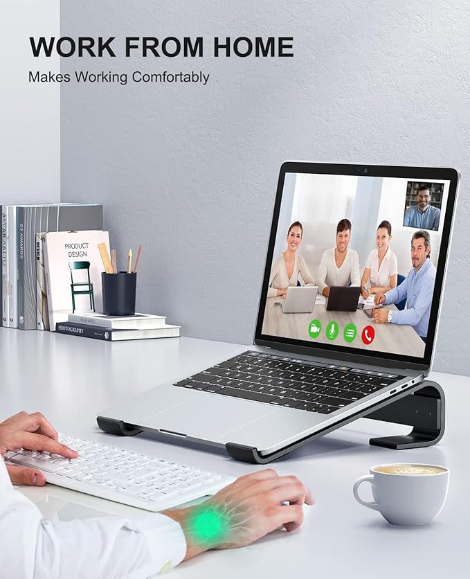Laptop Stand for Desk, MacBook Stand SOQOOL Sturdy Laptop Riser, Ventilated Ergonomic Aluminum Laptop Holder Compatible with 12 13 15.6 17 Inch MacBook Pro Air/HP/Dell, Work Cooling Computer Stand