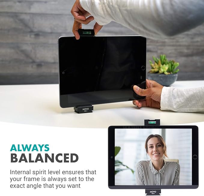 Movo TBR-1 Universal Tablet Tripod Mount with Cold Shoe for Mini Microphone, Aluminum, Compatible with iPad, Samsung Galaxy, Android Tablets and More