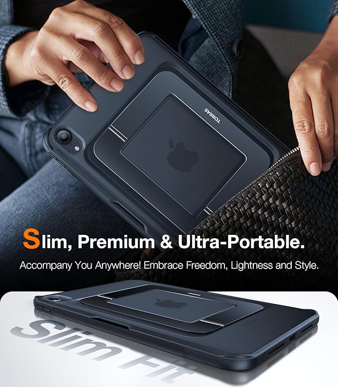 TORRAS for iPad Air 11 inch Case (M3 2025, M2 2024), Ultra Stable Stand, Multiple Adjustable Viewing Angles, Protective Kickstand Cover with Pencil Holder, Black