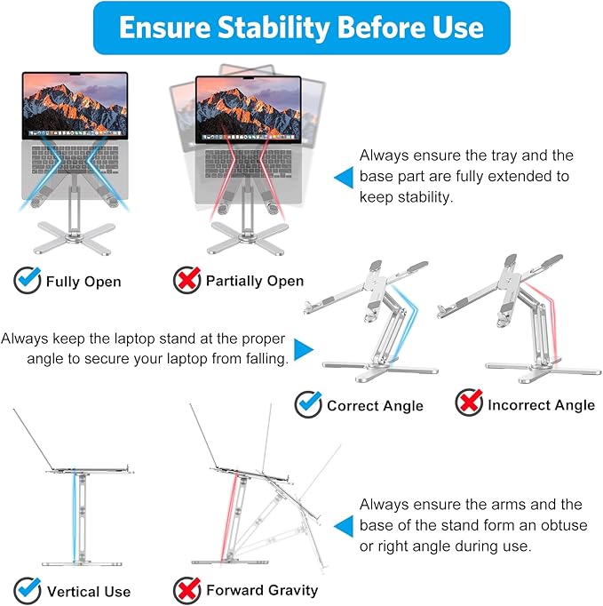 OMOTON 360° Rotating Laptop Stand Riser for Desk, Ergonomic Foldable Computer Stand Adjustable Height Angles for Collaborative Work, Easy Storage Fit Macbooks,All Laptops up to 16 inches, Silver