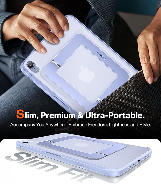 TORRAS for iPad Air 11 inch Case (M3 2025, M2 2024), Ultra Stable Stand, Multiple Adjustable Viewing Angles, Protective Kickstand Cover with Pencil Holder, Purple