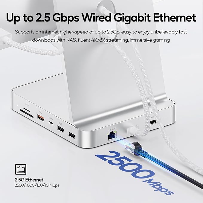 Upgraded 11 in 1 USB C Hub for iMac 24 inch USB Hub 2021 2023 2024 Support M.2 SSD (NOT Included), iMac Hub M1 M3 M4 Accessories, 4K HDMI, 2.5G Ethernet, 5 USB A/C Max 10Gbps, SD/TF - Silver