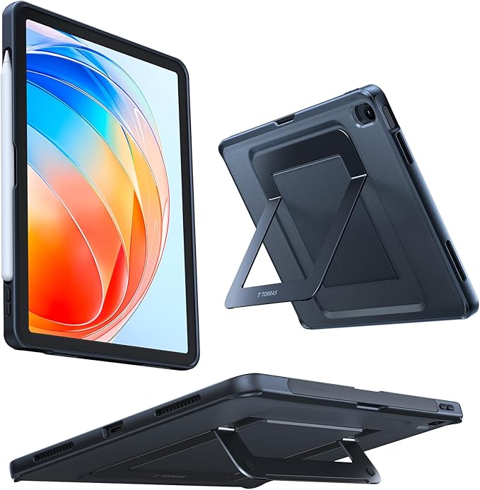 TORRAS for iPad Air 11 inch Case (M3 2025, M2 2024), Ultra Stable Stand, Multiple Adjustable Viewing Angles, Protective Kickstand Cover with Pencil Holder, Black