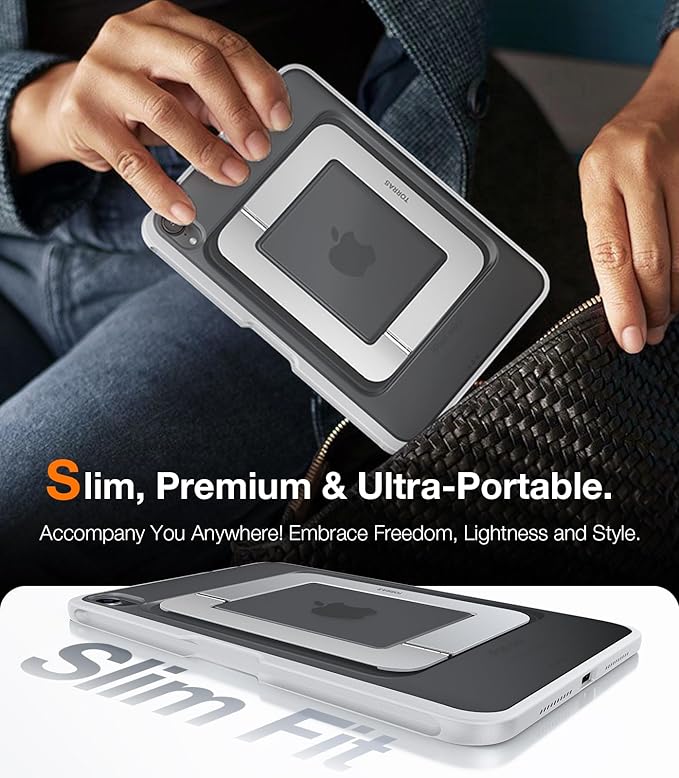 TORRAS for iPad Mini 7 A17 Pro Case, iPad Mini 6 Case with Pencil Holder, Ultra Stable Stand, Multiple Adjustable Viewing Angles, Slim Protective Kickstand Cover, Translucent iPad Mini 6th Case, White