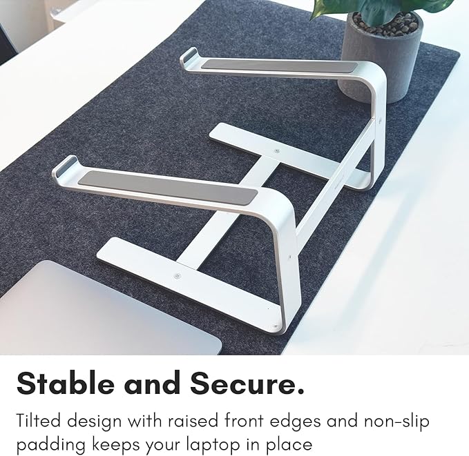 Macally Aluminum Laptop Stand for Desk - Works with All MacBook/Pro/Air & Laptops Between 10” to 17.3” - Sleek and Sturdy Laptop Riser - (ASTAND), Silver Aluminum