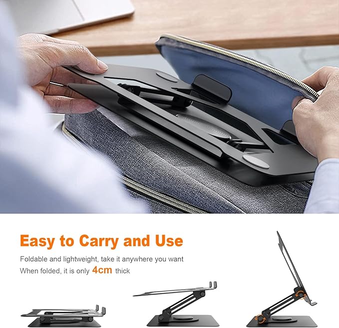 Rotating Laptop Stand for desk,360° Adjustable Computer Stand with Rotating Base,Ergonomic Laptop Riser for Foldable and Portable,Macbook Riser Collaborative Work, Suitable for 10-16" notebook holder
