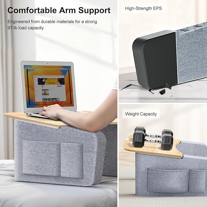 Lap Desk for Adults with Arm Rests,Ergonomic Laptop Pillow Stand for Bed,Couch,Floor,Large Table for Long Hours Work,Eating,Gaming,Reading and Writing,Lap Laptop Desk for College Dorm Room