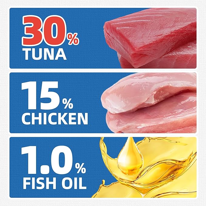 Just Try 16 OZ Tuna Cat Treats for Indoor Cats Training Treats with Real Tuna Omega-3 for Cats Joint Support & Skin Coat Health & Dental Care