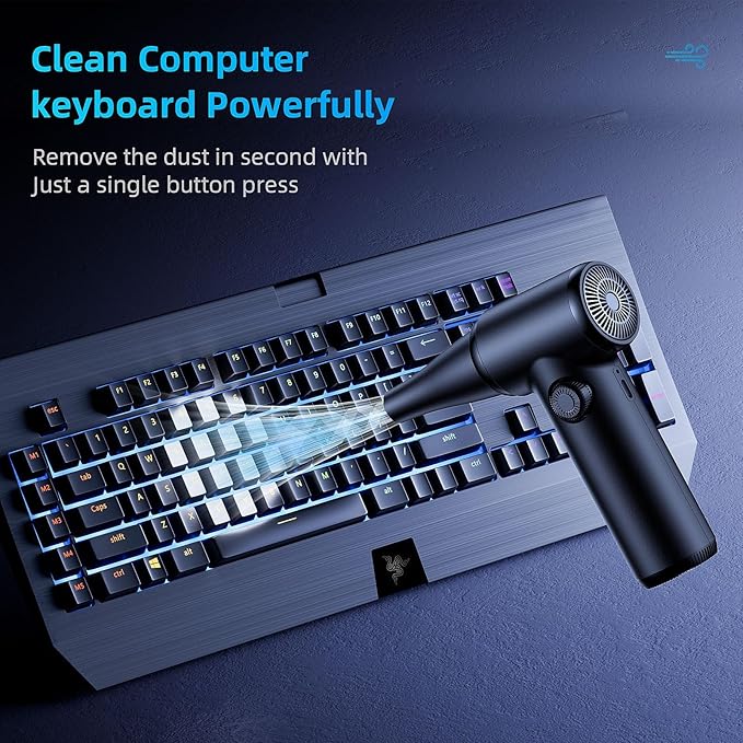 DOROBEEN Compressed Air Duster, PC Keyboard Cleaner, Replace Compressed Air Can, Electric Air Duster with Brushless DC Motor, Stepless Knob