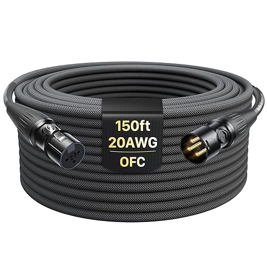 XLR Cables 150ft 1 Pack, Professional Gold-Plated Rean Connectors from Neutrik, Kevlar-Reinforced Nylon Braided Microphone Cable, Mic Cable, Durable Shielded and Balanced XLR Male to Female Cord