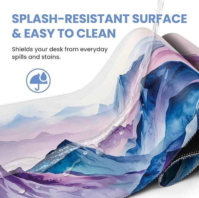 Large Mouse Pad for Desktop, Cute Desk Mat Pad Protector for Work & Gaming, Aesthetic Pretty Anti-Slip Laptop Blotter Cover for Office School Home Supplies, Distant Peaks, 35.4" x 15.7"