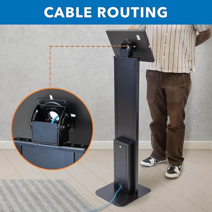 Mount-It! Anti-Theft Tablet Floor Stand Kiosk, Commercial Floor Kiosk with Universal Enclosure, Locking Tablet Mount Stand for iPad Gen 7-10, Pro, Air, 10.2 inch, 10.9 inch