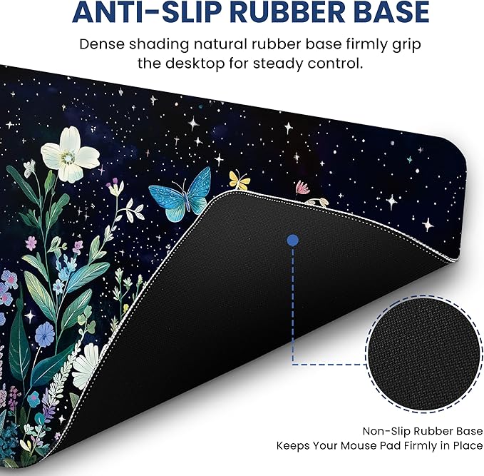Large Mouse Pad for Desktop, Cute Desk Mat Pad Protector for Work & Gaming, Aesthetic Pretty Anti-Slip Laptop Blotter Cover for Office School Home Supplies, Celestial, 35.4" x 15.7"