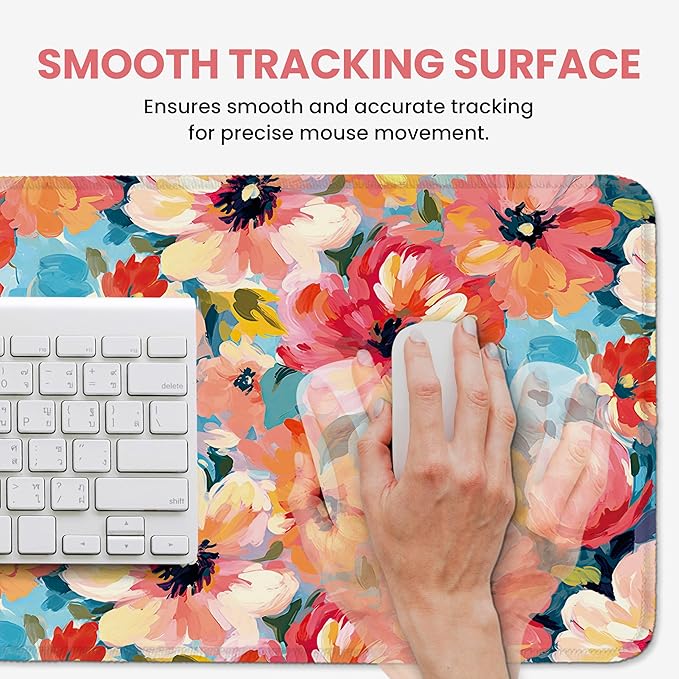 Large Mouse Pad for Desktop, Cute Desk Mat Pad Protector for Work & Gaming, Aesthetic Pretty Anti-Slip Laptop Blotter Cover for Office School Home Supplies, Pastel Garden, 31.5" x 11.8"