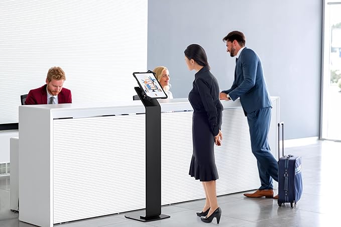 CTA Digital Locking Floor Stand Premium Support Base Kiosk Lock & Key Security - iPad Air 11" M2 (2024) - Pro 11" M4 (2024) - Air 13" M2 (2024) - Pro 13" M4 (2024) & More - Black (PAD-PARAFU)