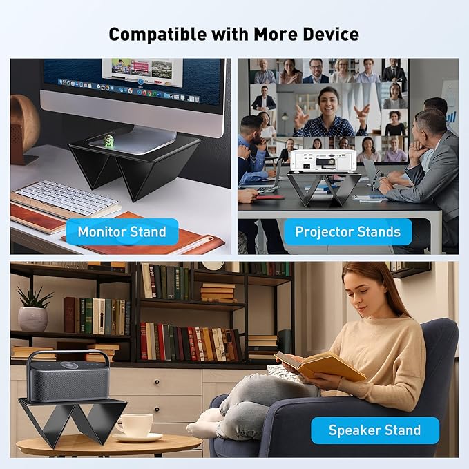 AboveTEK Ergonomic Laptop Stand & Tablet Holder for Desk,Portable Foldable Computer Riser,Adjustable Angle Travel Stand for MacBook Air/Pro,iPad,Fits 13-16 inch Devices,Ultra-Sleek PU Leather-(Black)