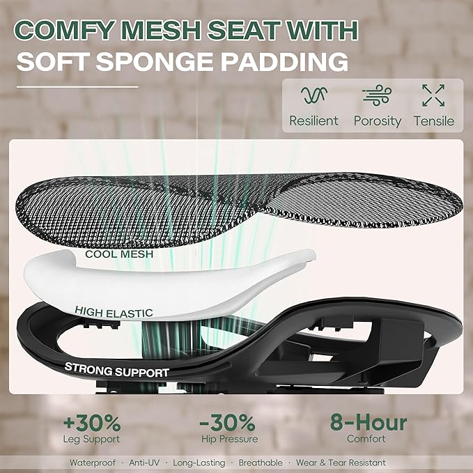 GABRYLLY Ergonomic Office Chair with Footrest, High Back Home Desk Chair - 3D Headrest, Flip-Up Arms, 135° Tilt and Wide Cushion, Heavy Duty Mesh Chairs for Task Computer Gaming,GYB01-FT